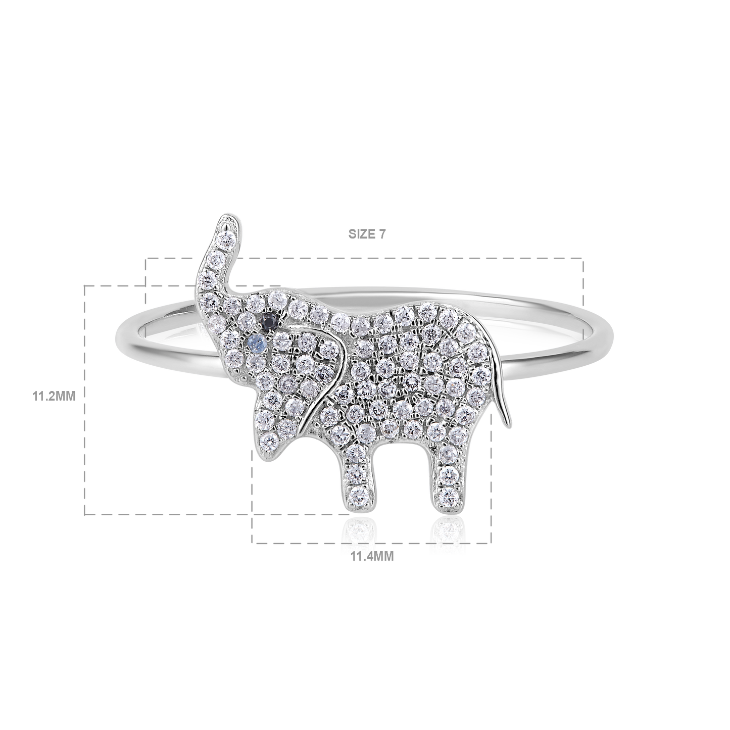 Solid Gold 0.13ct Natural Diamond Elephant Charm Ring