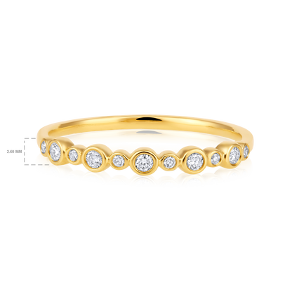 Solid Gold 0.13ct Natural Diamond Bezel Eternity Band Ring
