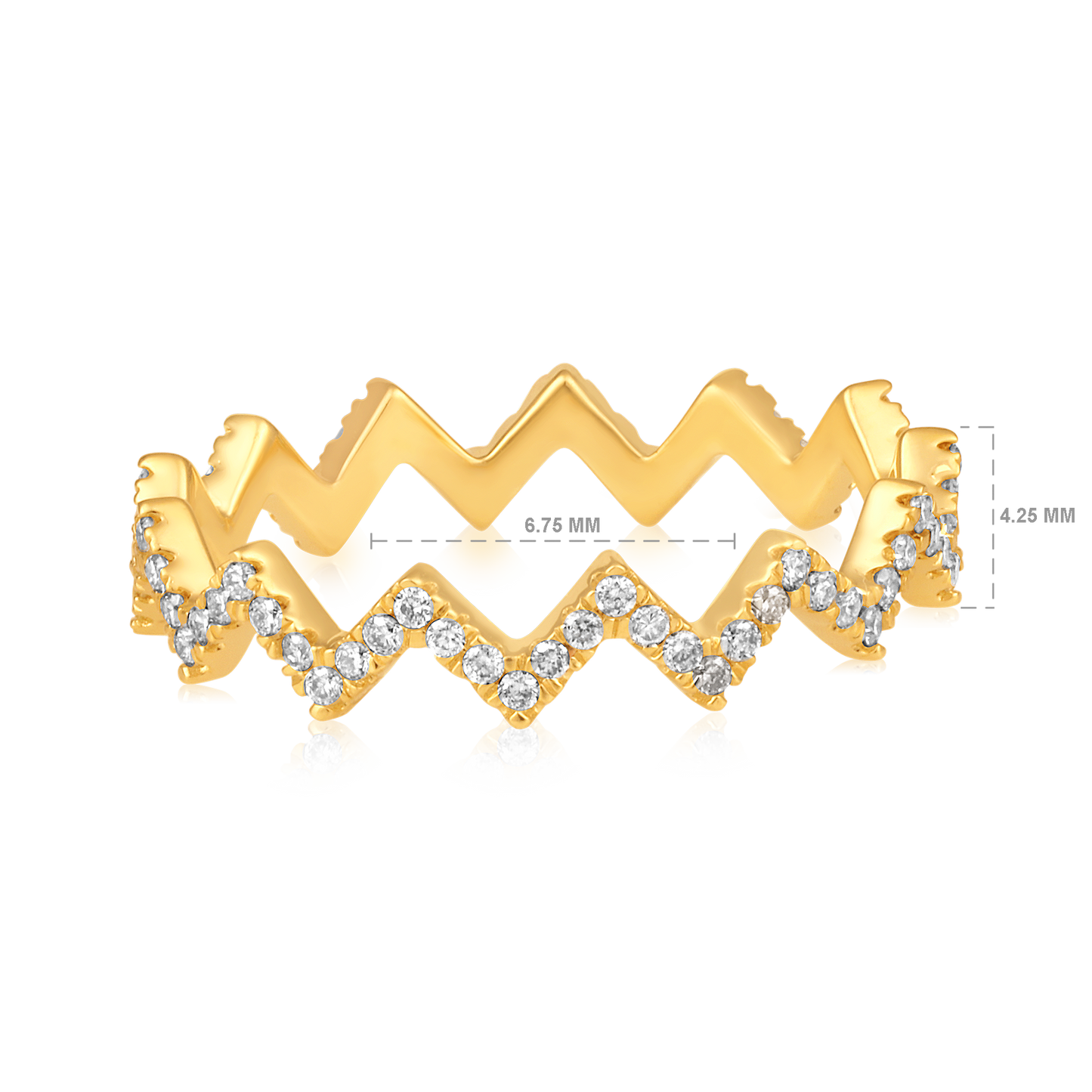 Solid Gold 0.4ct Natural Diamond Zig Zag Twist Wave Band Ring