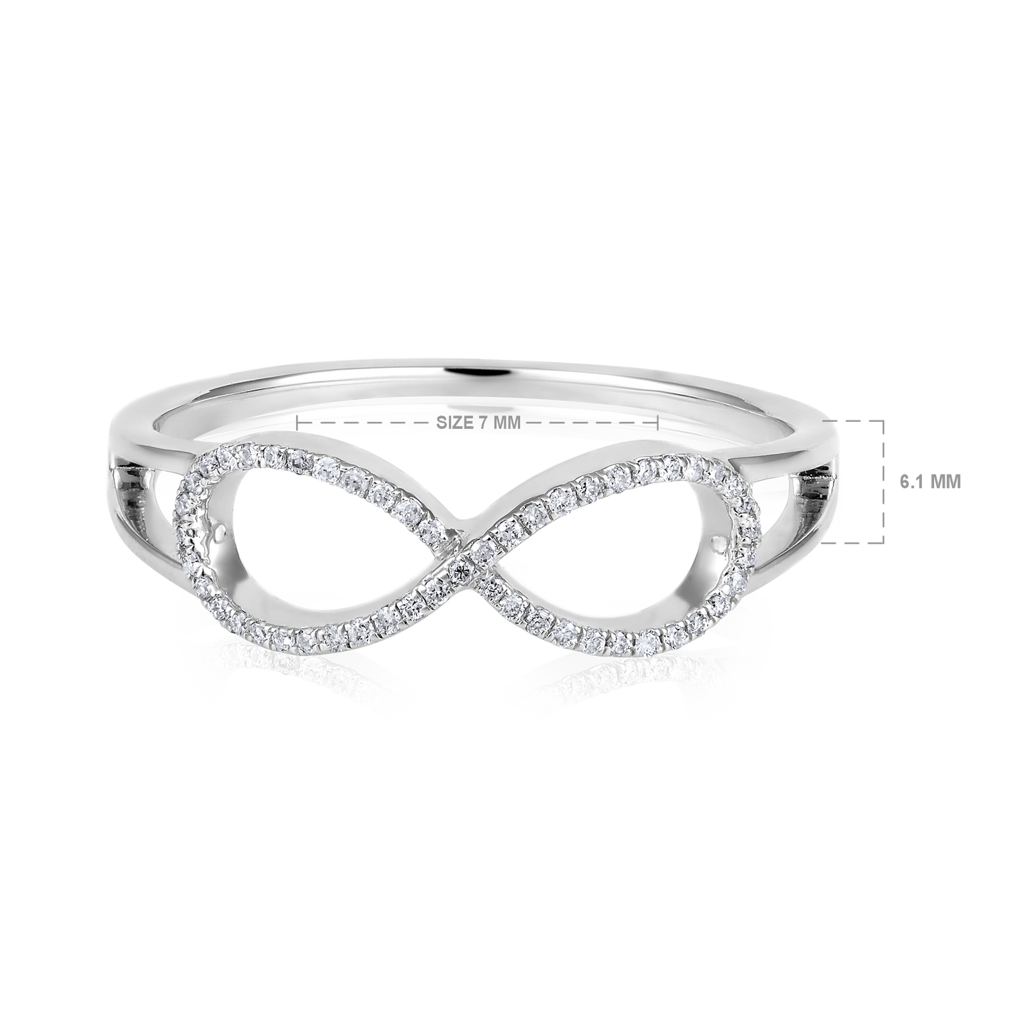 Solid Gold 0.1ct Natural Diamond Infinity Charm Ring
