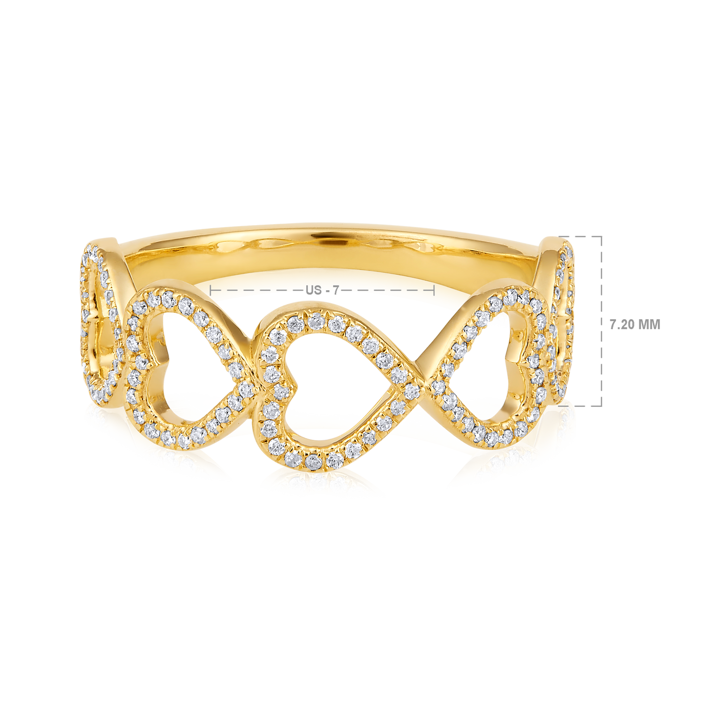 Solid Gold 0.2ct Natural Diamond Multi Heart Infiniti Ring