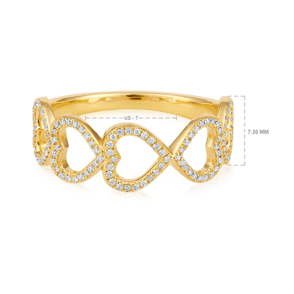 Solid Gold 0.2ct Natural Diamond Multi Heart Infiniti Ring