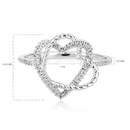 Solid Gold 0.11ct Natural Diamond 2 Heart Linked Overlap Ring