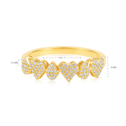 Solid Gold 0.2ct Natural Diamond Heart Love Tear Drop Ring