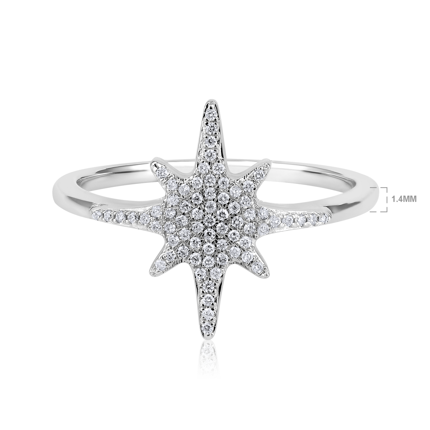 Solid Gold 0.12ct Natural Diamond Star Burst Studded Charm Ring