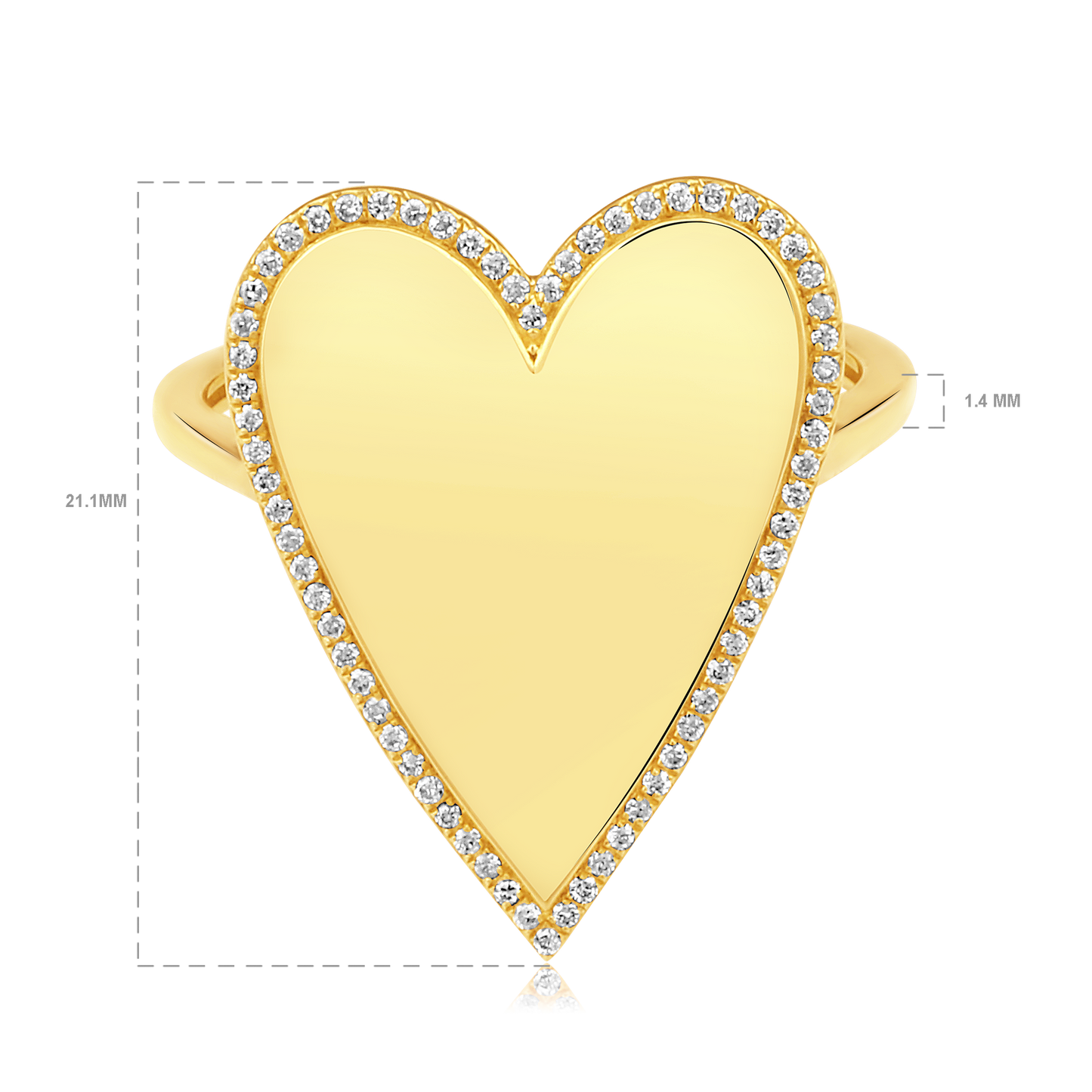 Solid Gold 0.11ct Natural Diamond Bubble Heart Big Ring