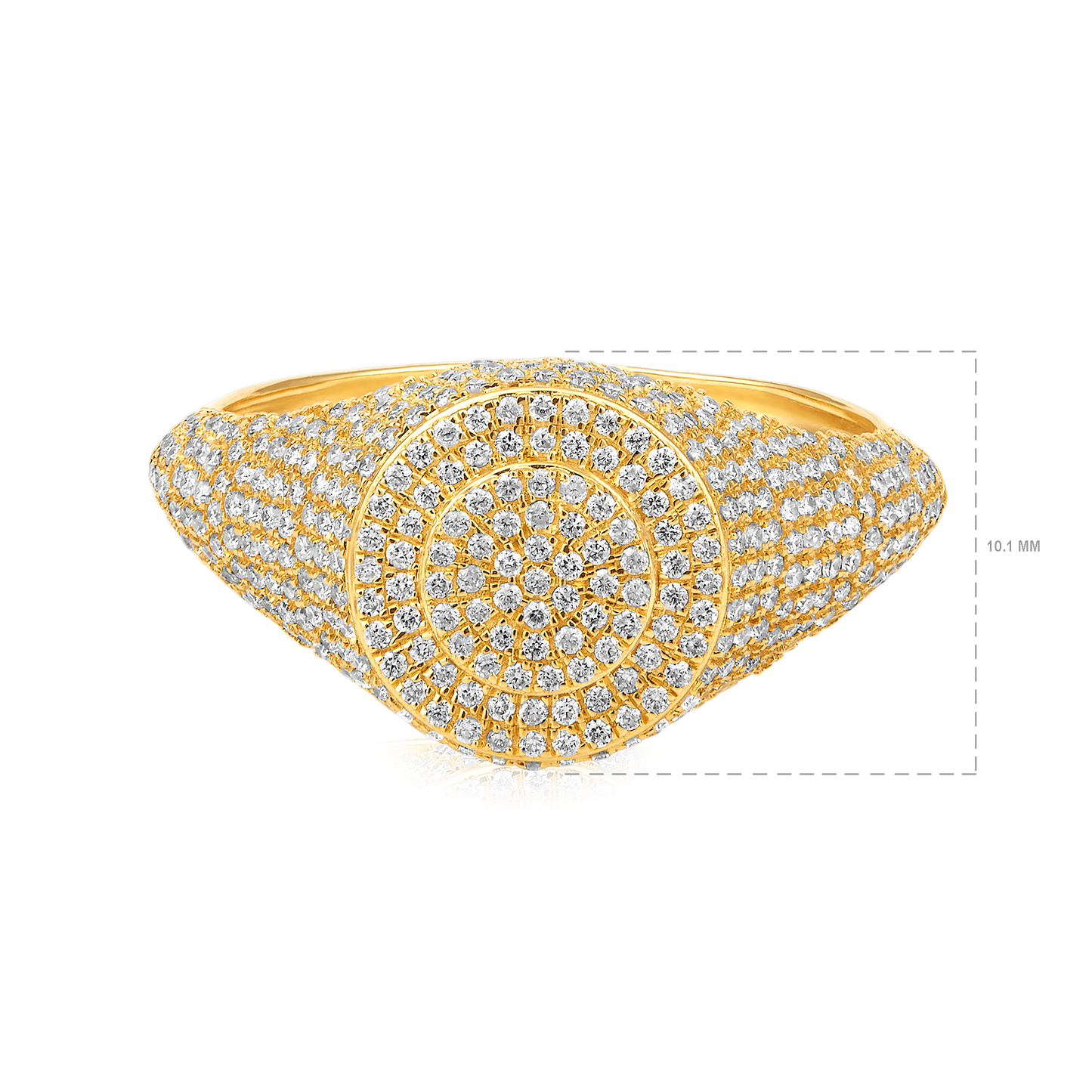 Solid Gold 0.6ct Natural Diamond Dome Signet Studded Ring