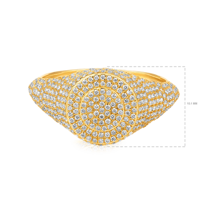Solid Gold 0.6ct Natural Diamond Dome Signet Studded Ring