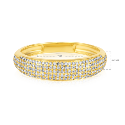 Solid Gold 0.3ct Natural Diamond Dome Studded Band Ring