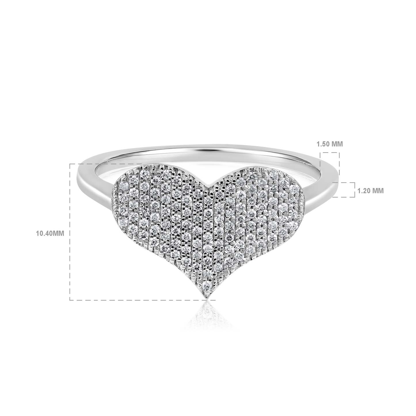 Solid Gold 0.2ct Natural Diamond Heart Studded Ring