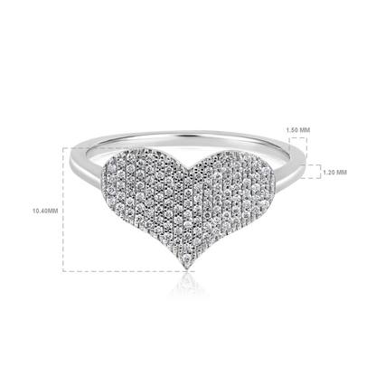 Solid Gold 0.2ct Natural Diamond Heart Studded Ring