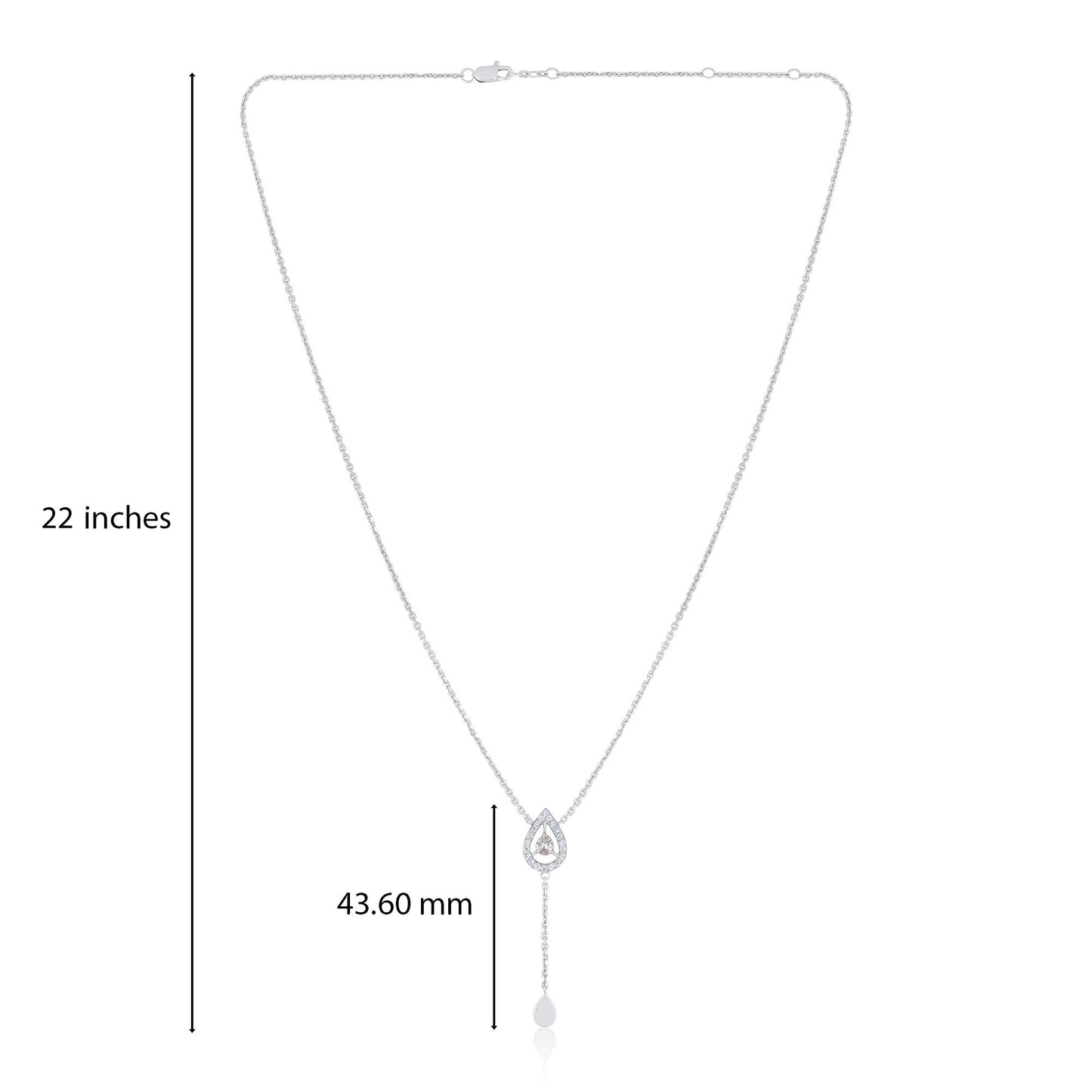 Solid Gold Natural Diamond Pear Lariat Y Drop Necklace