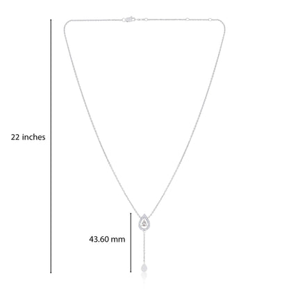 Solid Gold Natural Diamond Pear Lariat Y Drop Necklace