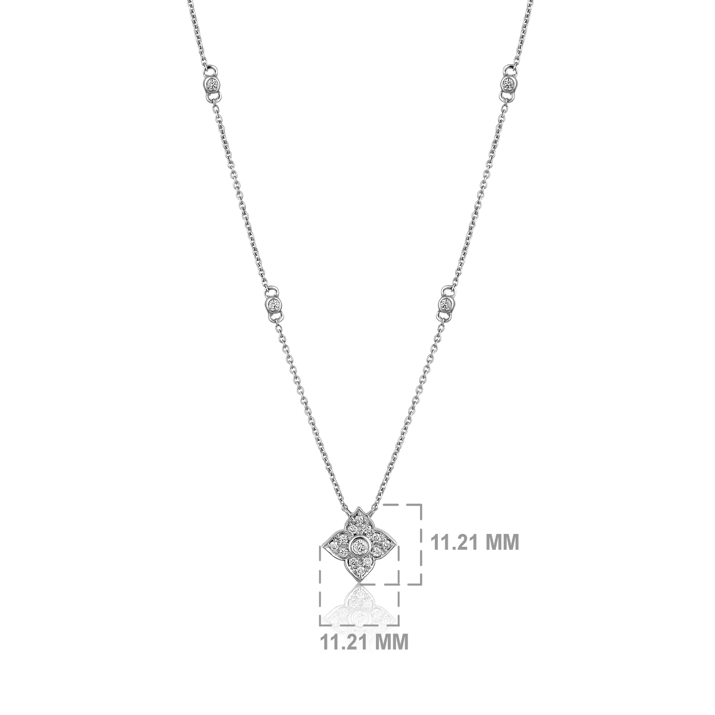 Solid Gold 0.22ct Natural Diamond Floral Star By-Yard Chain Necklace