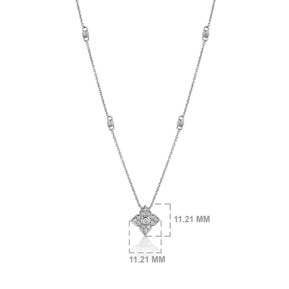 Solid Gold 0.22ct Natural Diamond Floral Star By-Yard Chain Necklace
