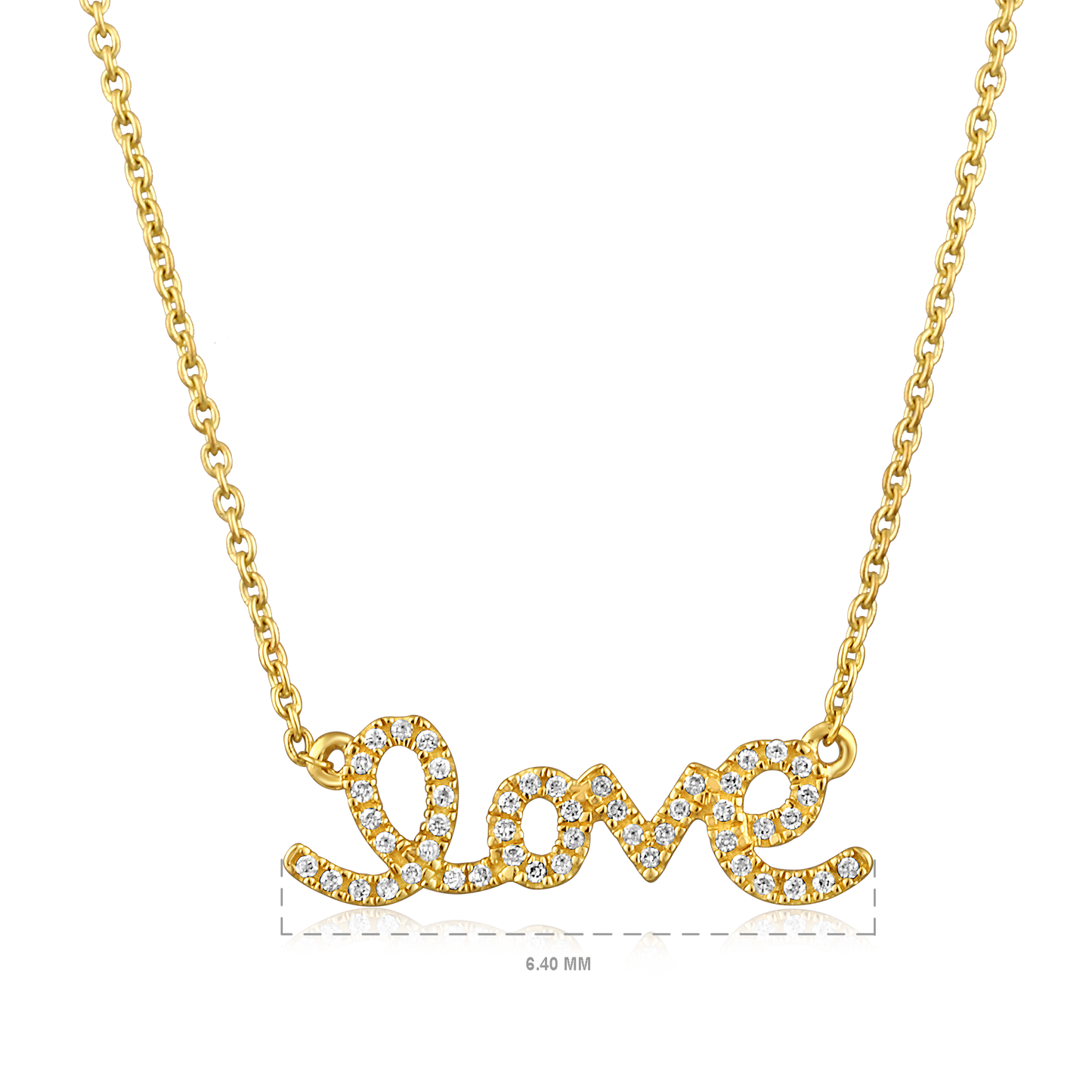 Solid Gold 0.2ct Natural Diamond Love Alphabet Cursive Charm Necklace
