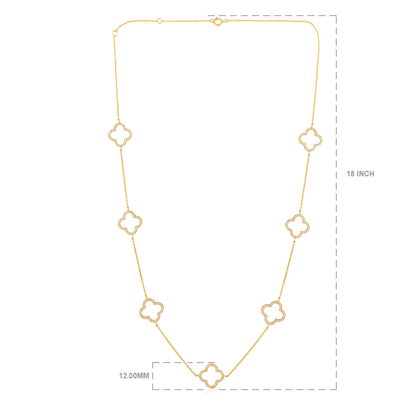 Solid Gold 0.44ct Natural Diamond Open Clover CutOut By Yard Necklace