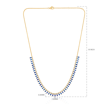 Solid Gold 5.3ct Natural Diamond w/ Natural Sapphire Buggette Fringe Necklace