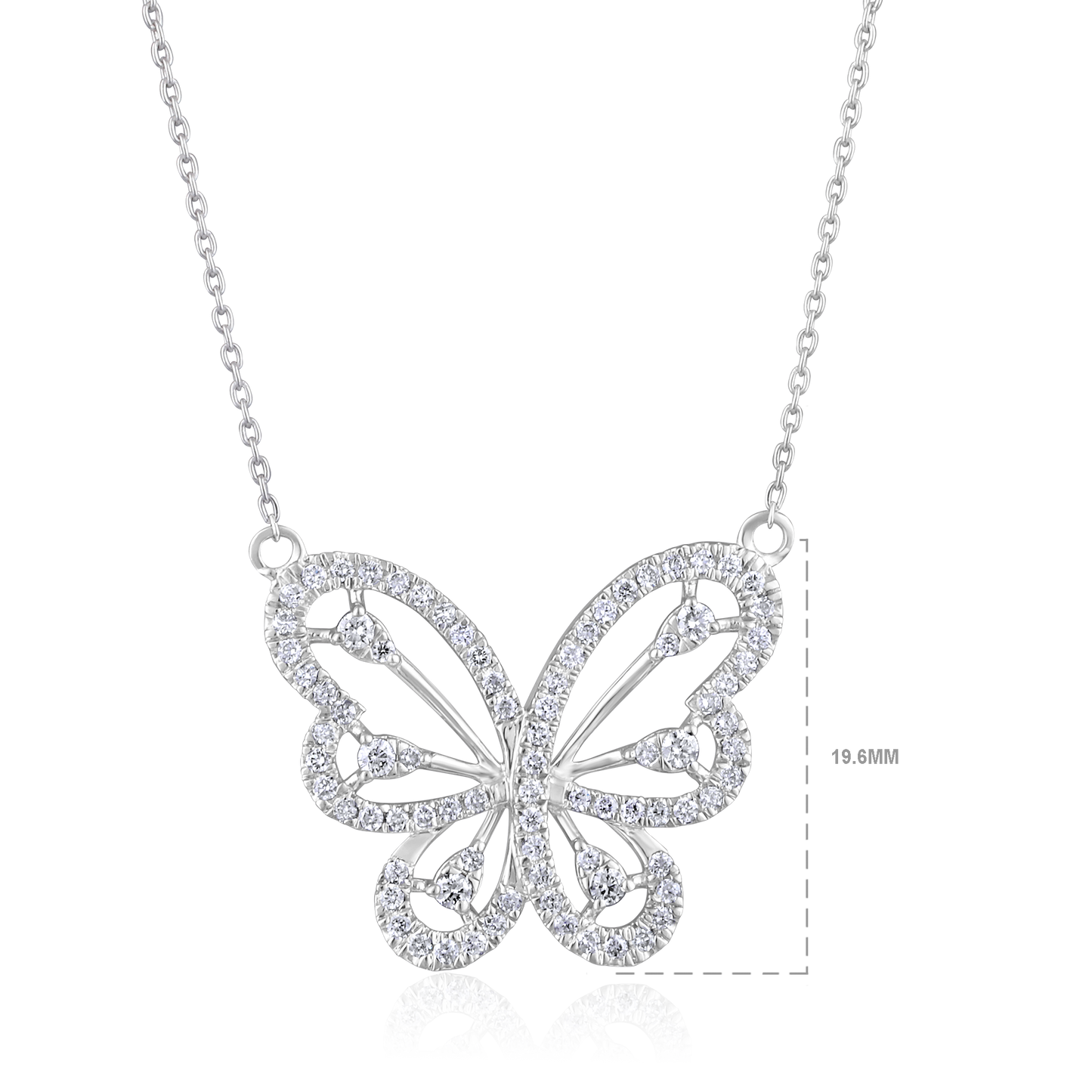 Solid Gold 0.6ct Natural Diamond Butterfly Charm Pendant Necklace