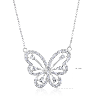 Solid Gold 0.6ct Natural Diamond Butterfly Charm Pendant Necklace