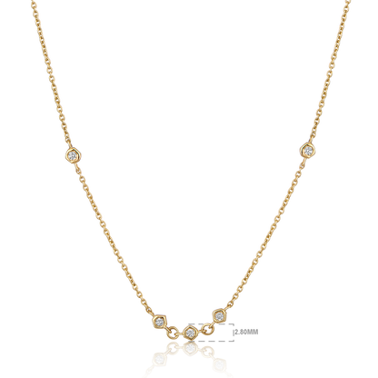 Solid Gold 0.14ct Natural Diamond By-Yard Station Multi Necklace
