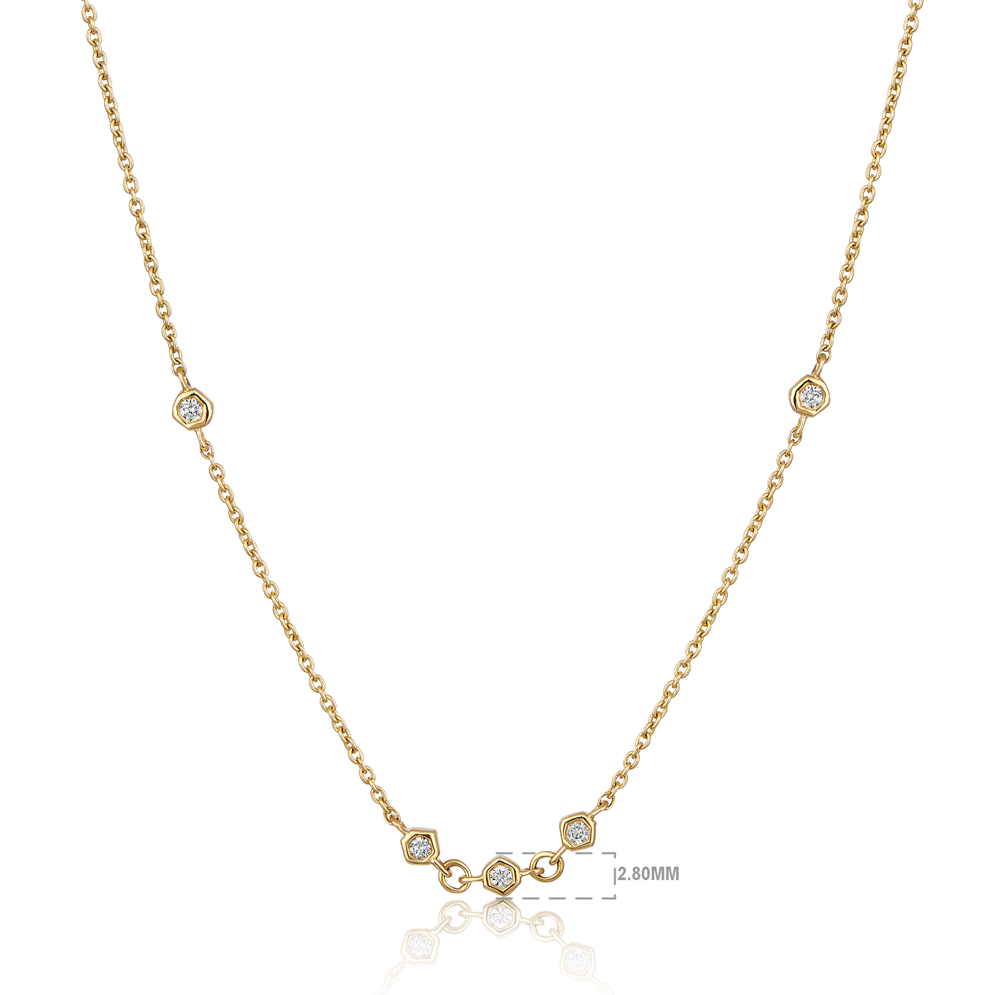 Solid Gold 0.14ct Natural Diamond By Yard Station Necklace