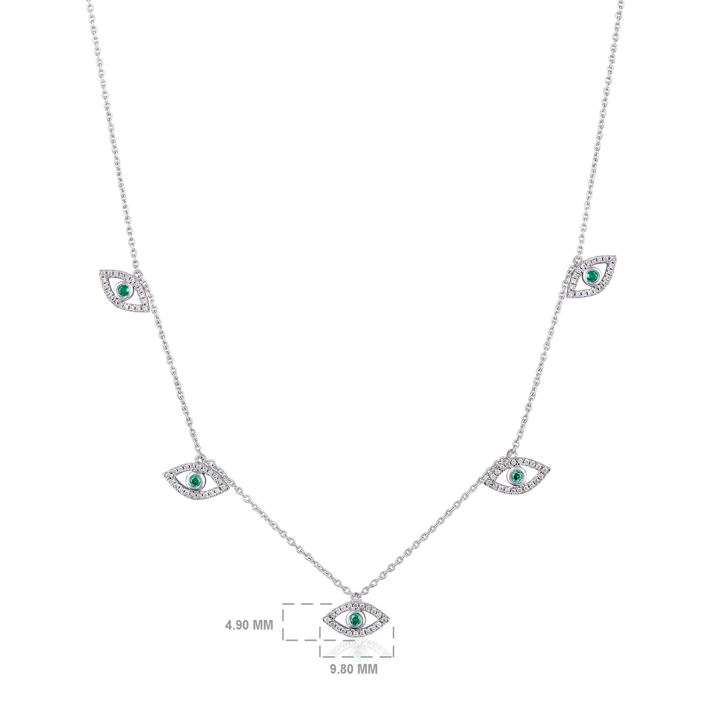 Solid Gold 0.2ct Natural Diamond Evil Eye Drop By Yard Charm Necklace