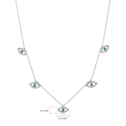 Solid Gold 0.2ct Natural Diamond Evil Eye Drop By Yard Charm Necklace