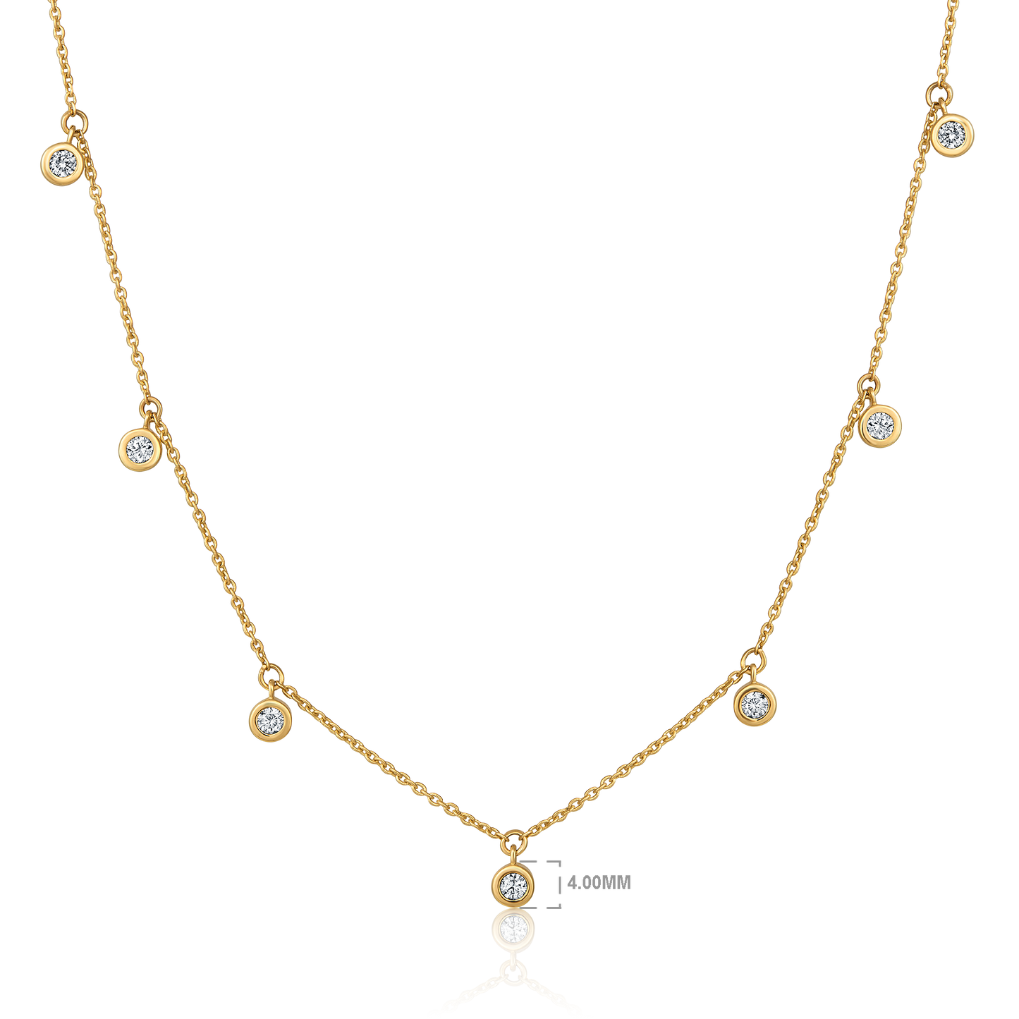 Solid Gold 0.62ct Natural Diamond By-Yard Station Dangle Round Necklace