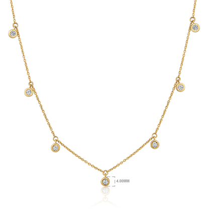 Solid Gold 0.7ct Natural Diamond By Yard Dangle Drop Station Necklace