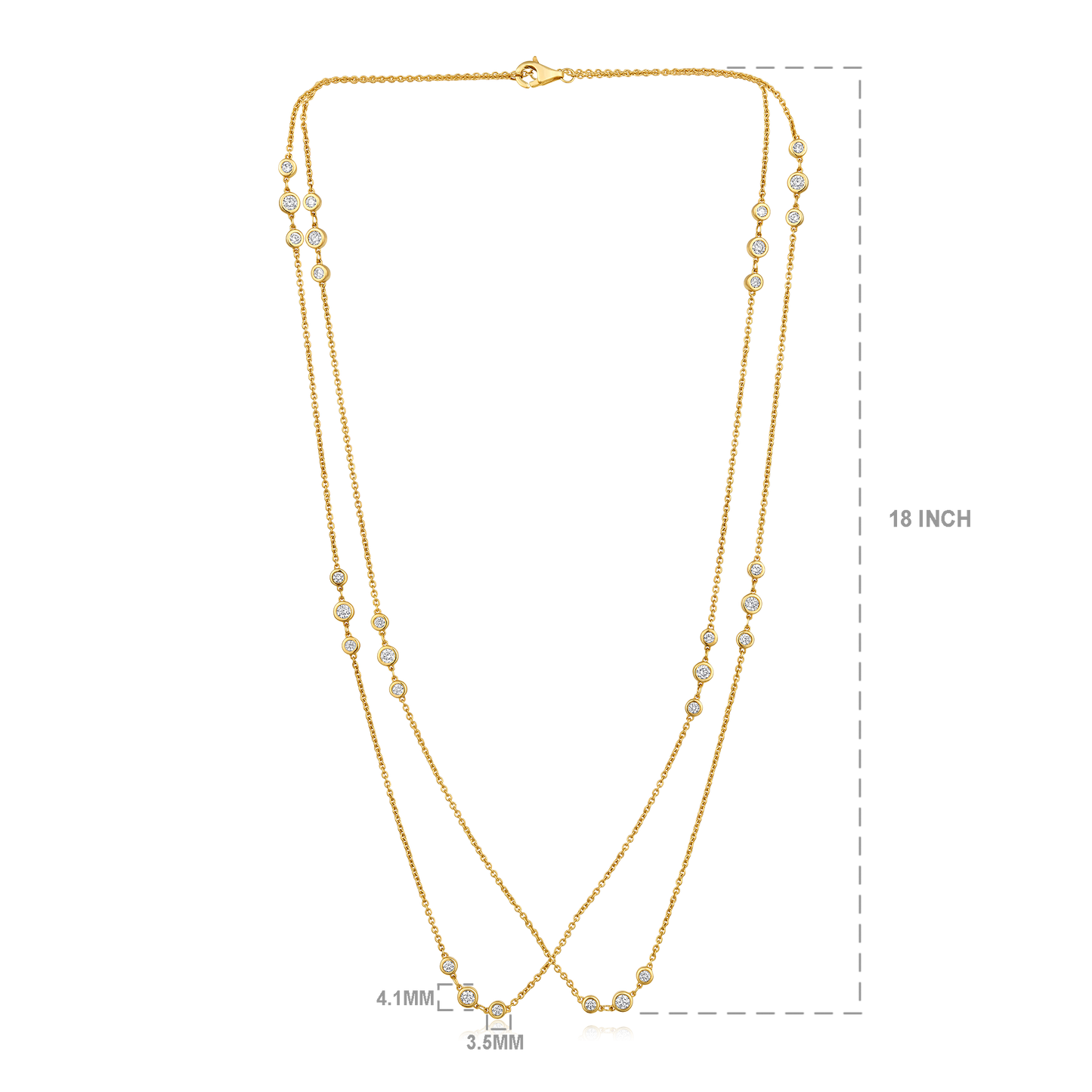 Solid Gold 1.54ct Natural Diamond 36 Inch By Yard Station Necklace
