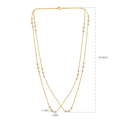 Solid Gold 1.54ct Natural Diamond 36 Inch By Yard Station Necklace