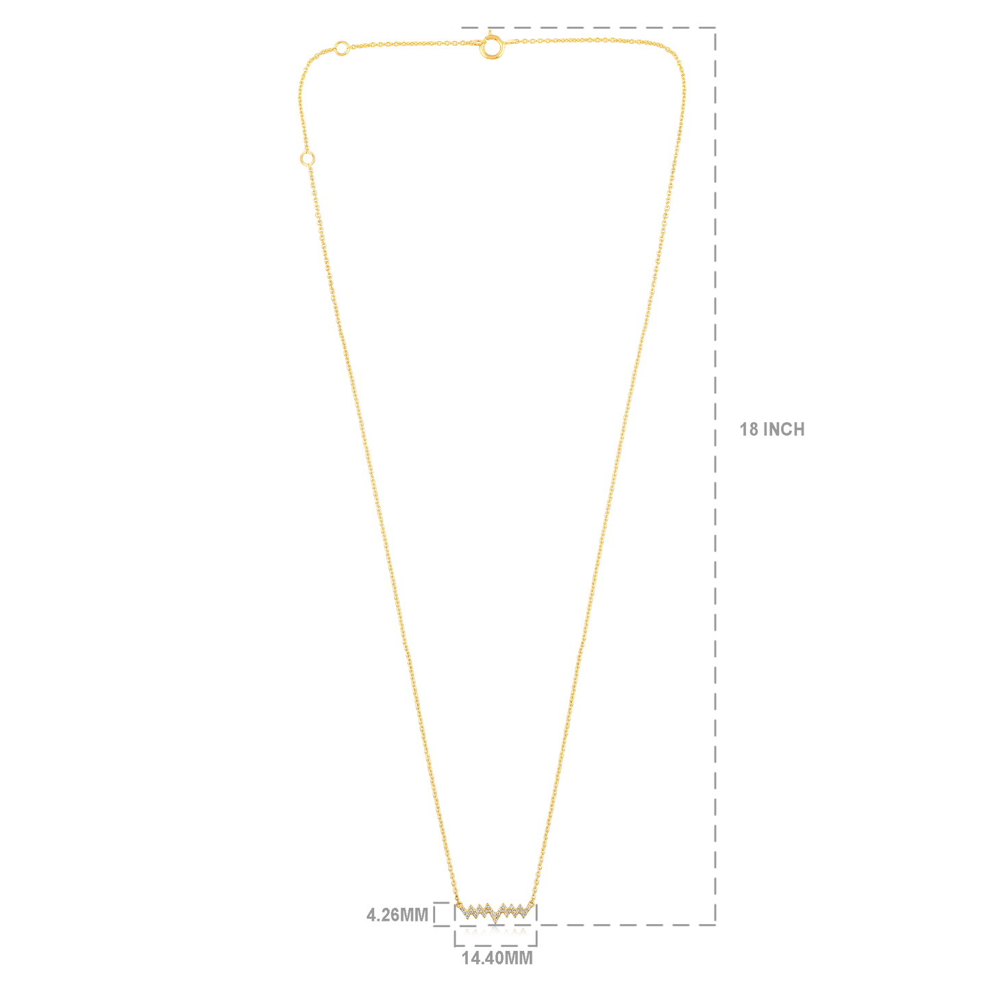 Solid Gold 0.06ct Natural Diamond Heart Beat Zig Zag Wave Necklace