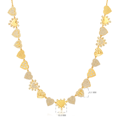 Solid Gold 1.31ct Natural Diamond Multi Heart Link Chain Necklace