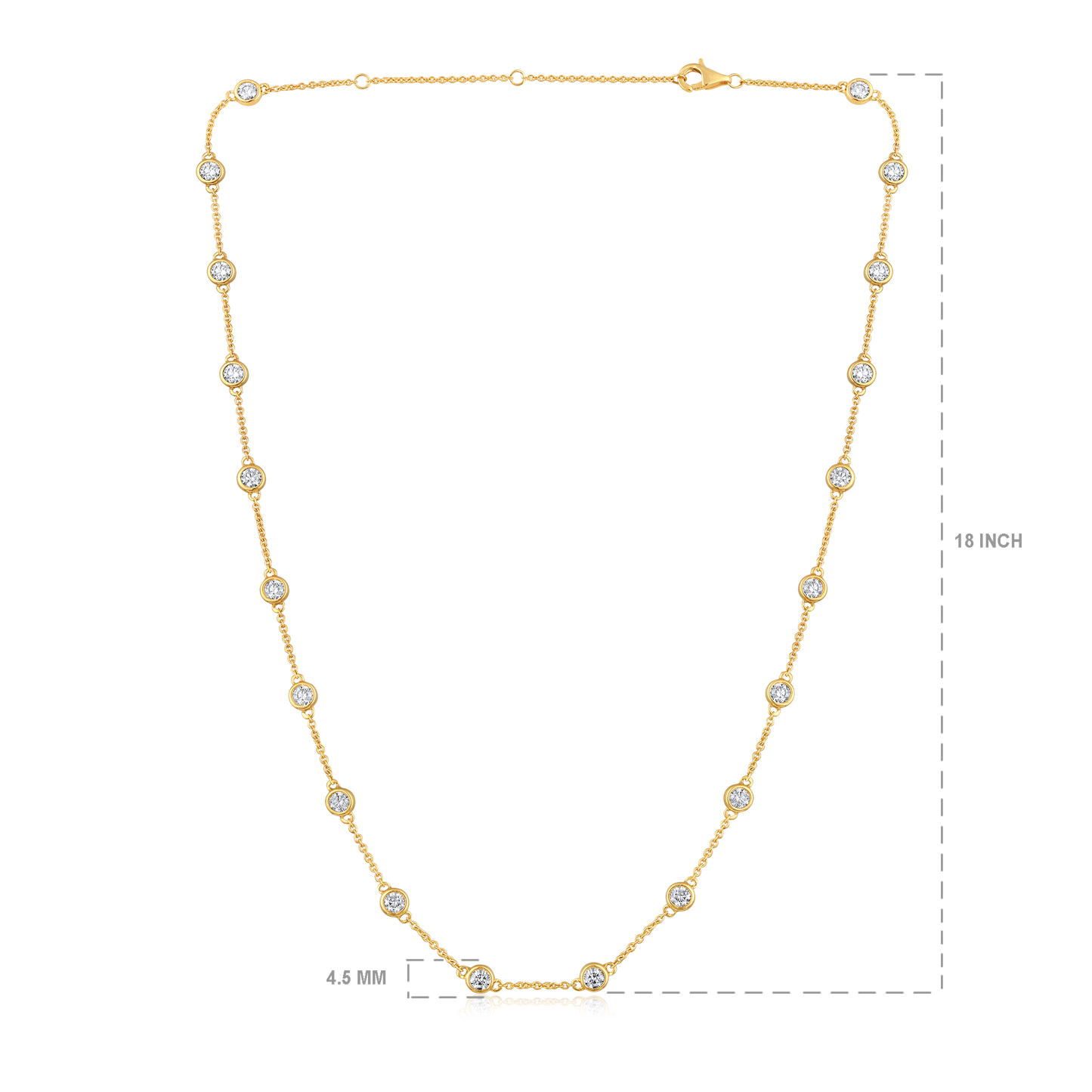 Solid Gold 3ct Natural Diamond By-Yard Station Necklace