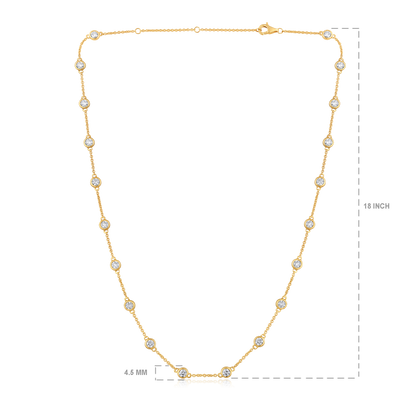 Solid Gold 3ct Natural Diamond By-Yard Station Necklace