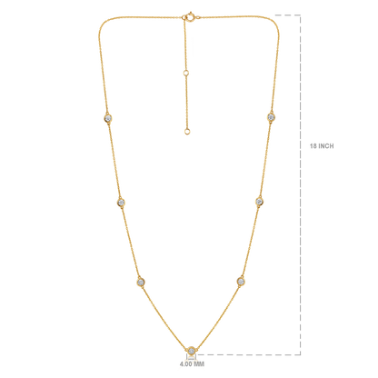 Solid Gold 0.6ct Natural Diamond Bezel Station By-Yard Chain Necklace