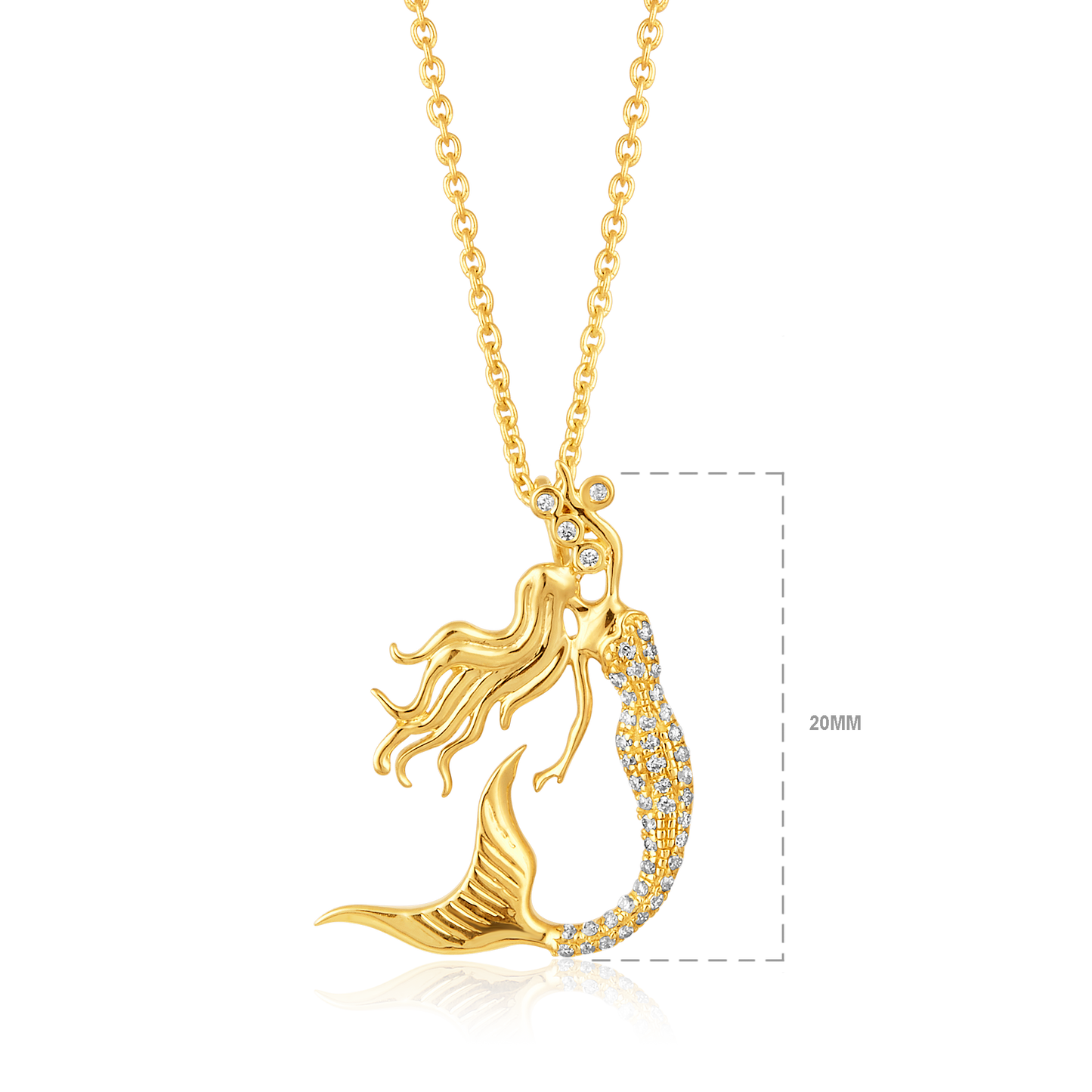 Solid Gold 0.1ct Natural Diamond Mermaid Sea Princess Necklace