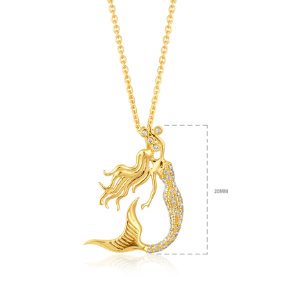 Solid Gold 0.1ct Natural Diamond Mermaid Sea Princess Necklace