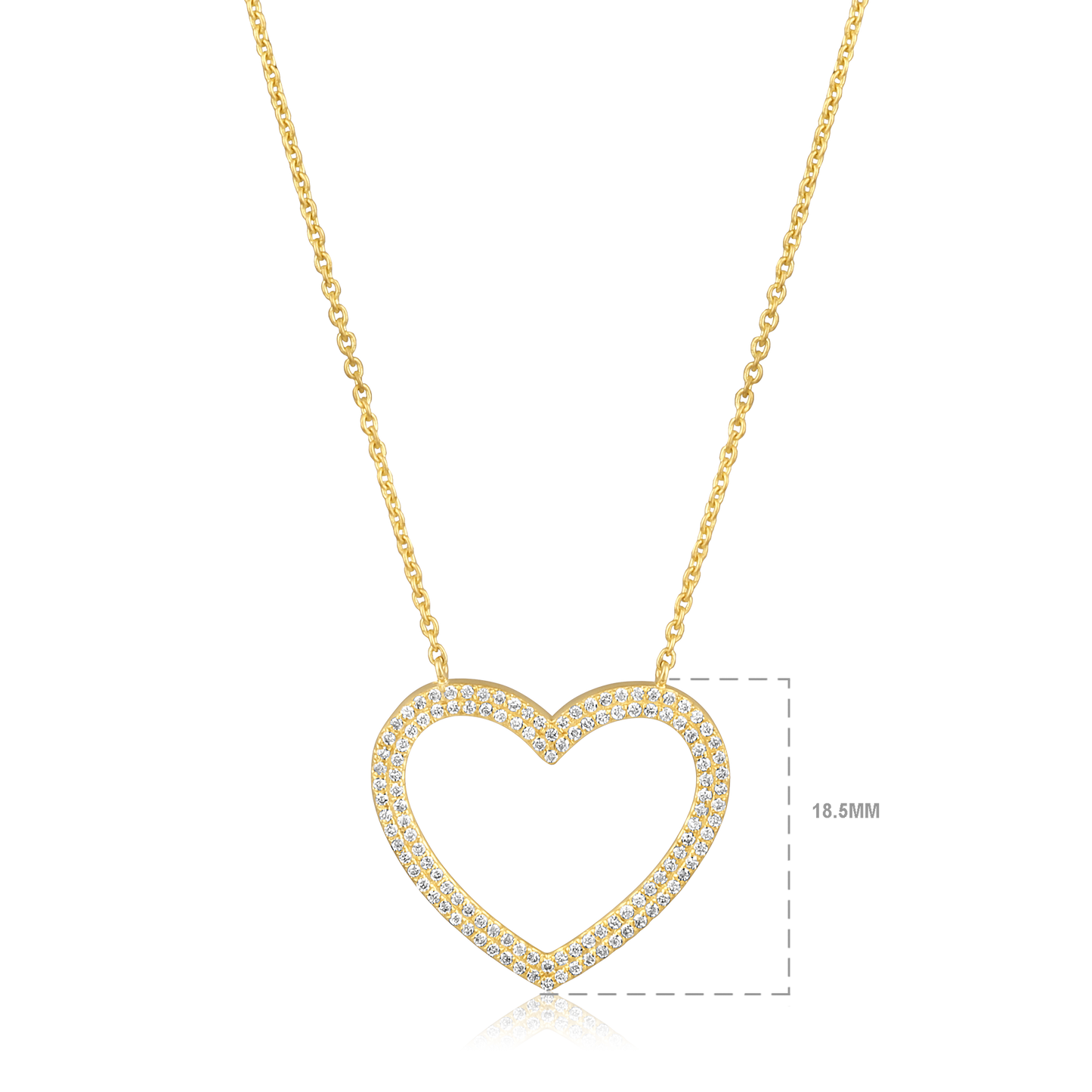Solid Gold 0.2ct Natural Diamond Heart Love Halo CutOut Charm Necklace
