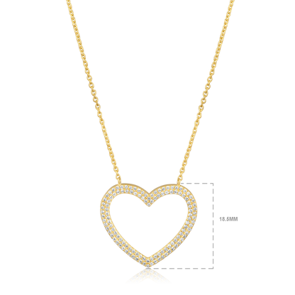Solid Gold 0.2ct Natural Diamond Heart Love Halo CutOut Charm Necklace