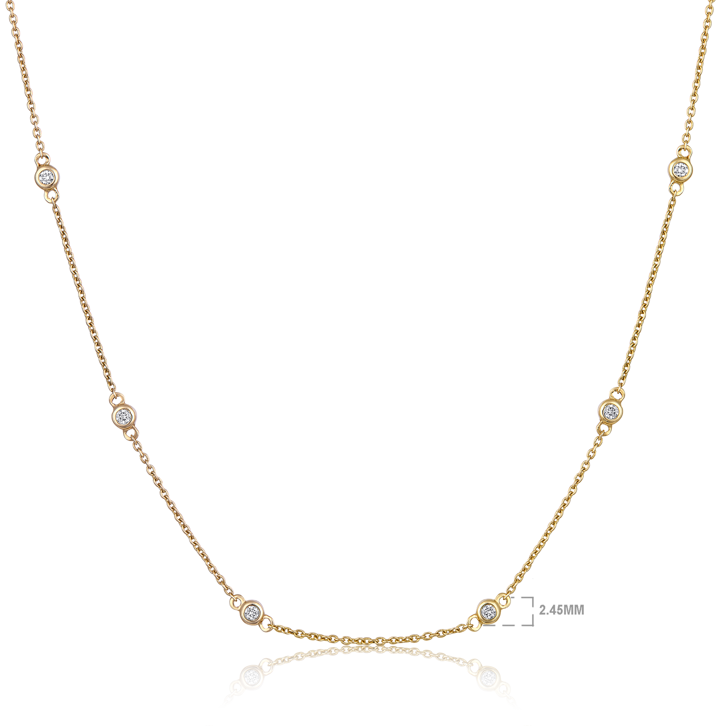 Solid Gold 0.22ct Natural Diamond By Yard Station Necklace
