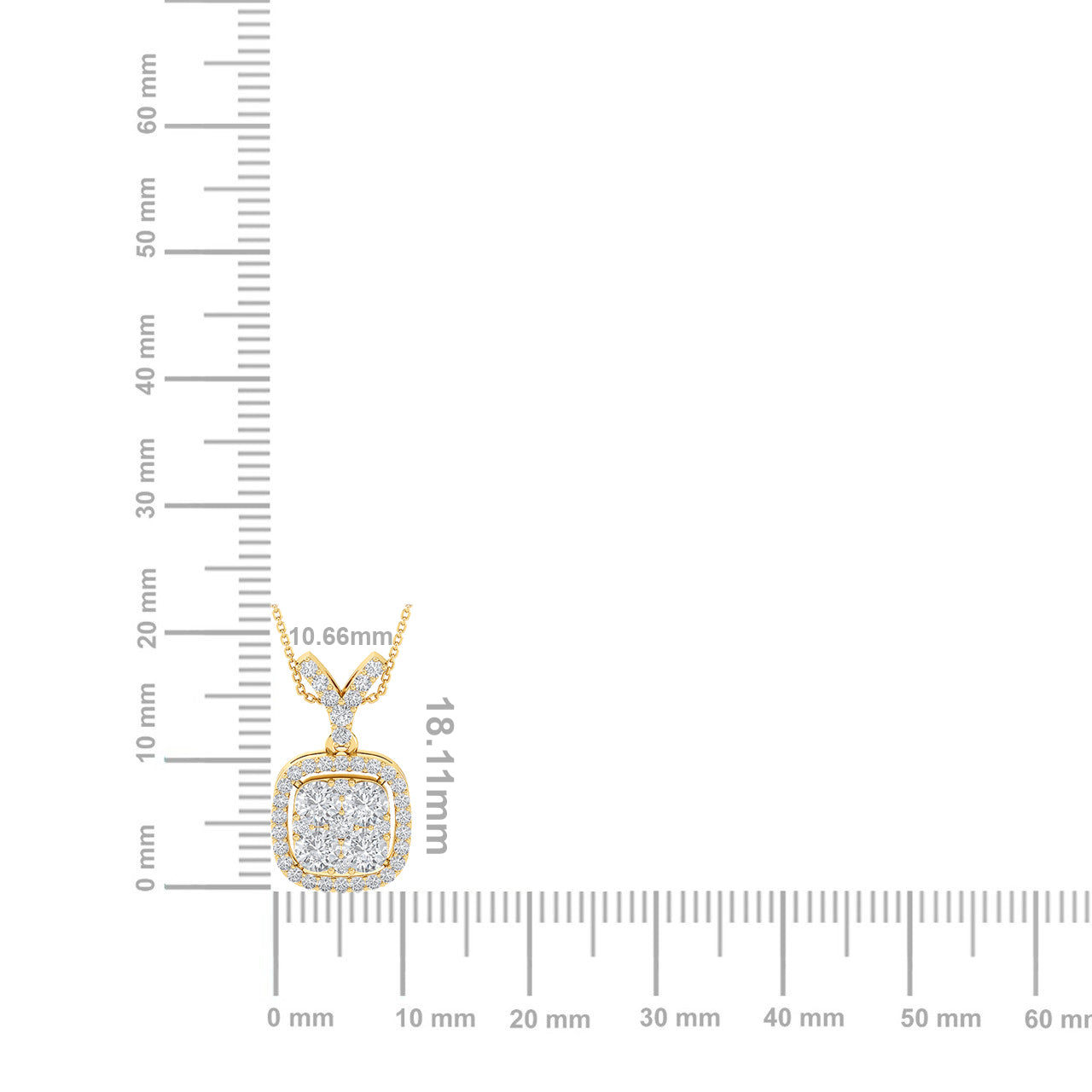 Solid Gold 0.8ct Natural Diamond Cushion Pendant Necklace