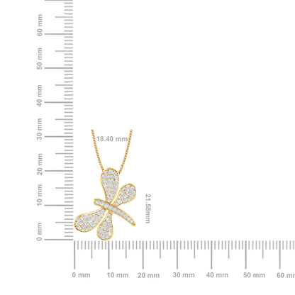 Solid Gold 0.8ct Natural Diamond Dragonfly Butterfly Pendant Necklace