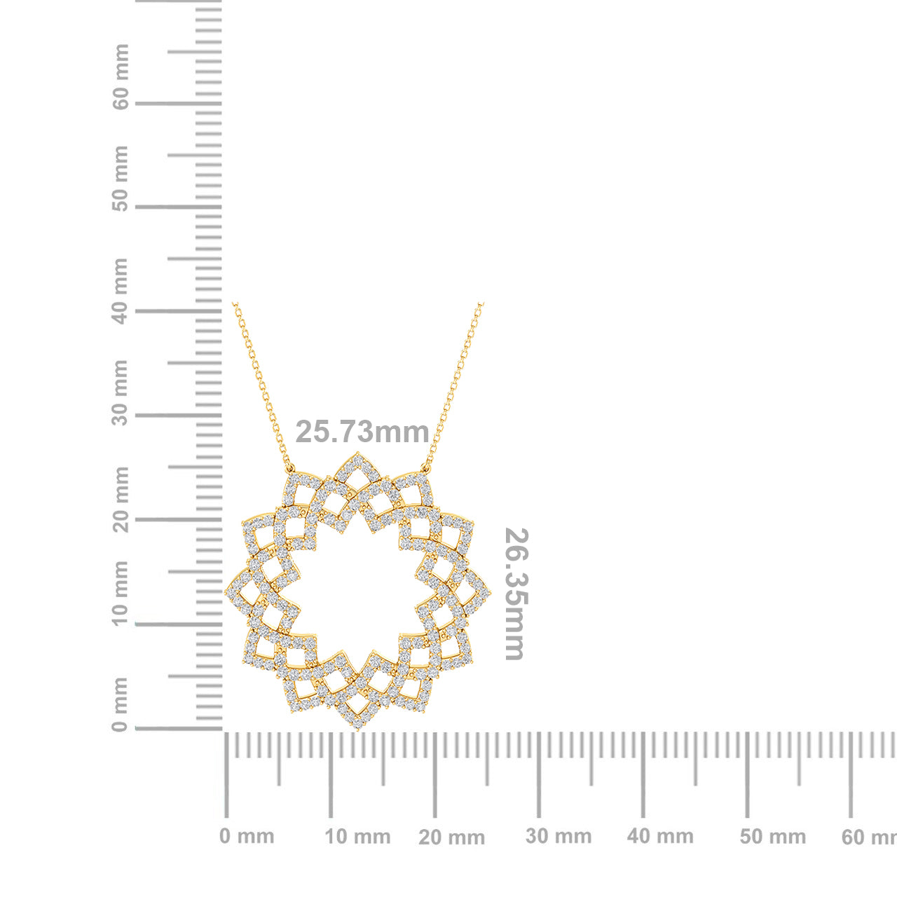 Solid Gold 0.7ct Natural Diamond Circle Sun Flower Necklace