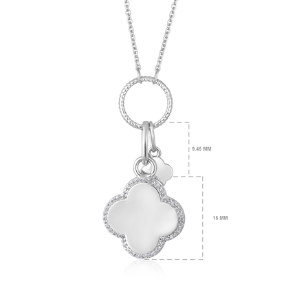 Solid Gold 0.11ct Natural Diamond Bubble Clover Ring Charm Necklace