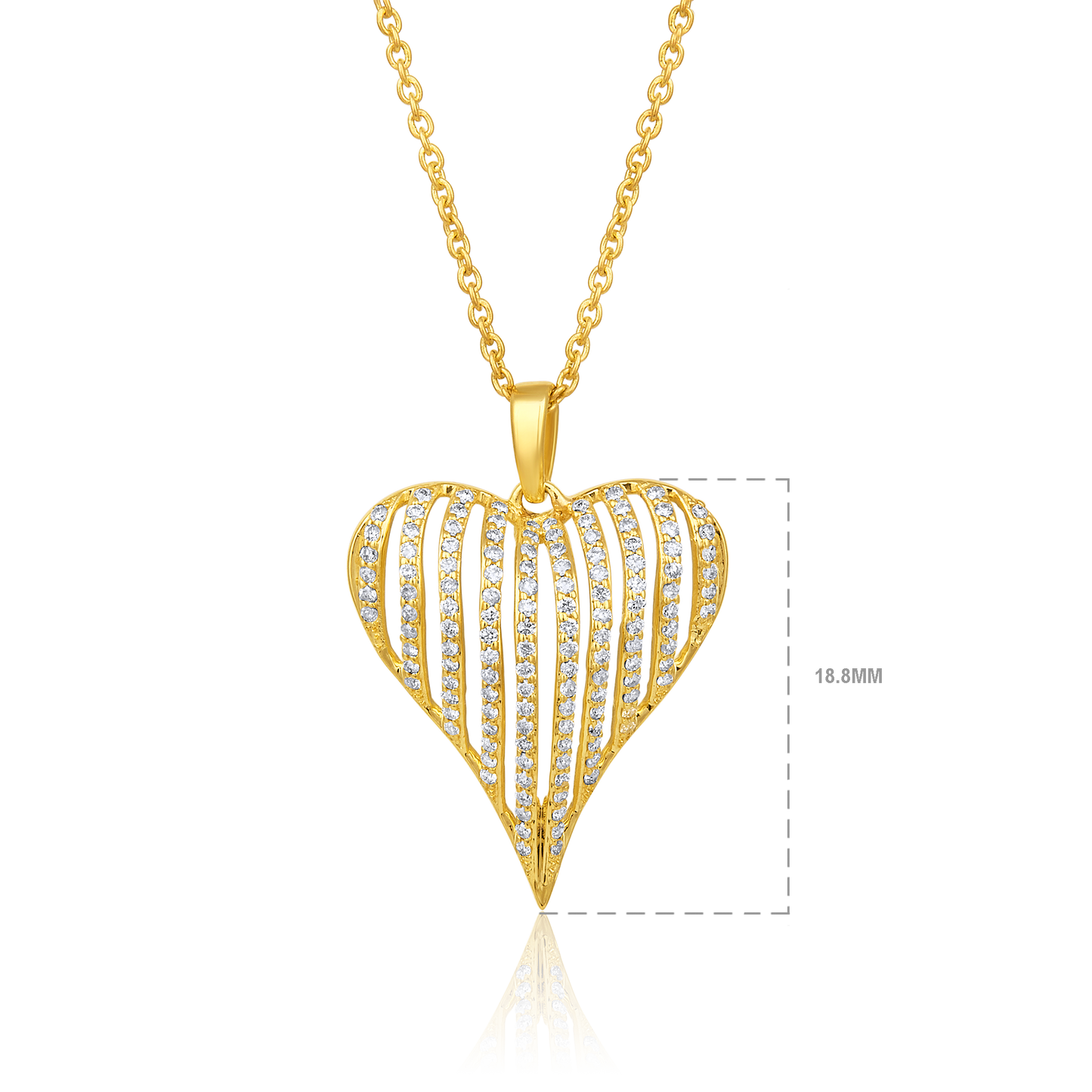 Solid Gold 0.3ct Natural Diamond Heart Cage Curved Necklace