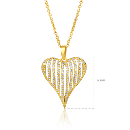 Solid Gold 0.3ct Natural Diamond Heart Cage Curved Necklace