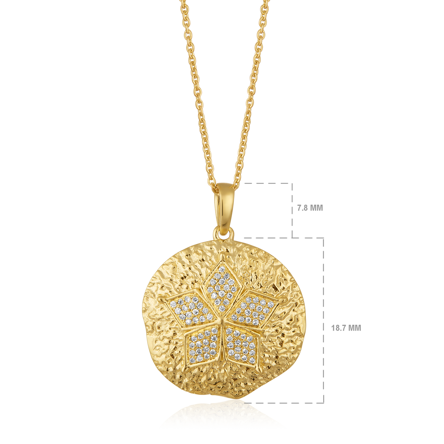 Solid Gold 0.2ct Natural Diamond Round Charm Vintage Necklace