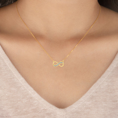 Solid Gold Natural Diamond Infinity Pendant Necklace